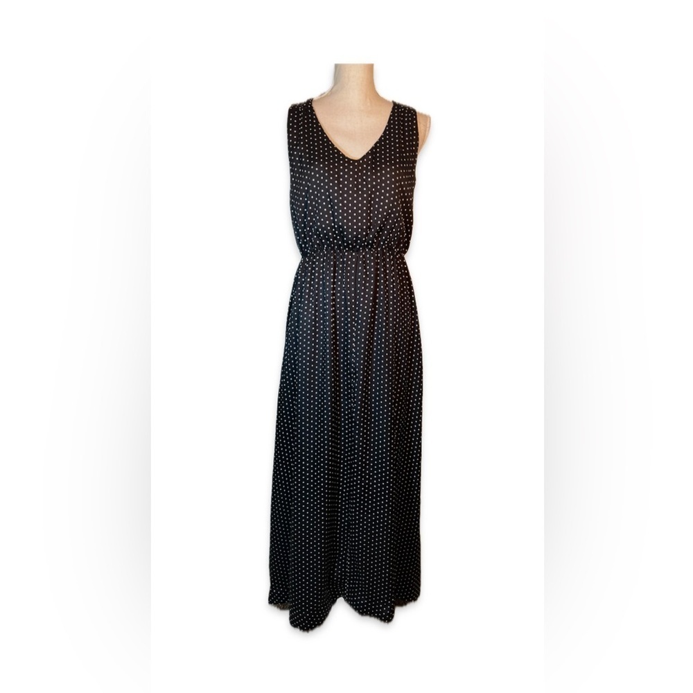 Draper James RSVP Maxi Formal/Bridesmaid Dress Black White Polka Dot Size M